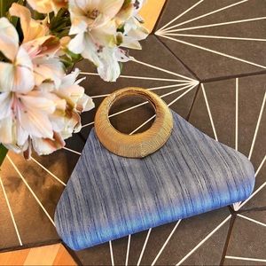 Blue & Gold Silk Clutch